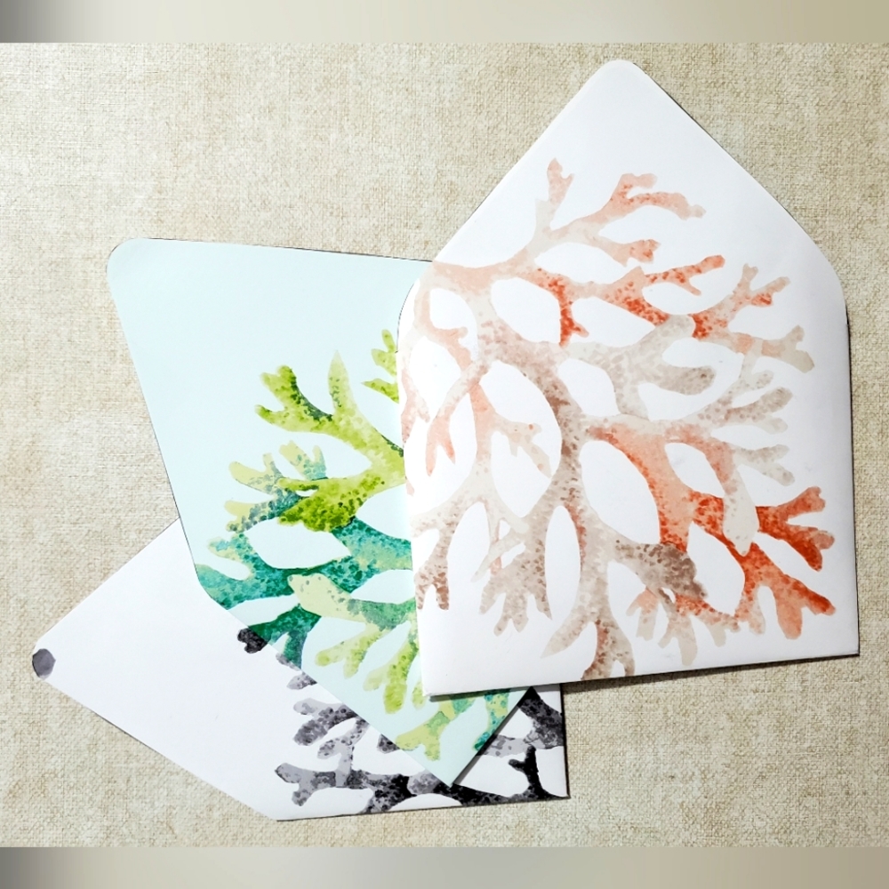 🙏 HAND CRAFTED Set of 3 wallpaper envelopes ocean theme